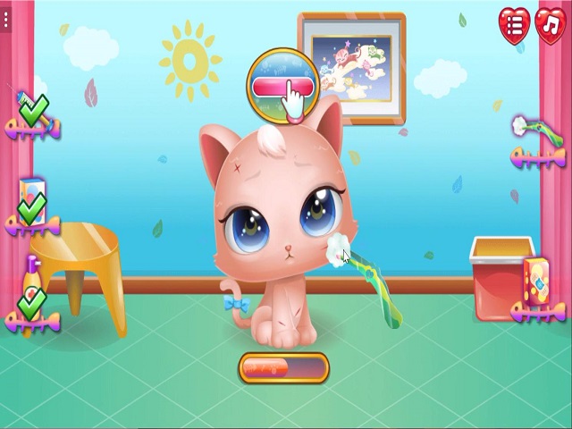 CUTE KITTY CARE online game | POMU Games